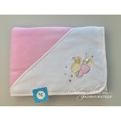 Sardon Baby Velour Blanket with Embroidered Bunny in Pink